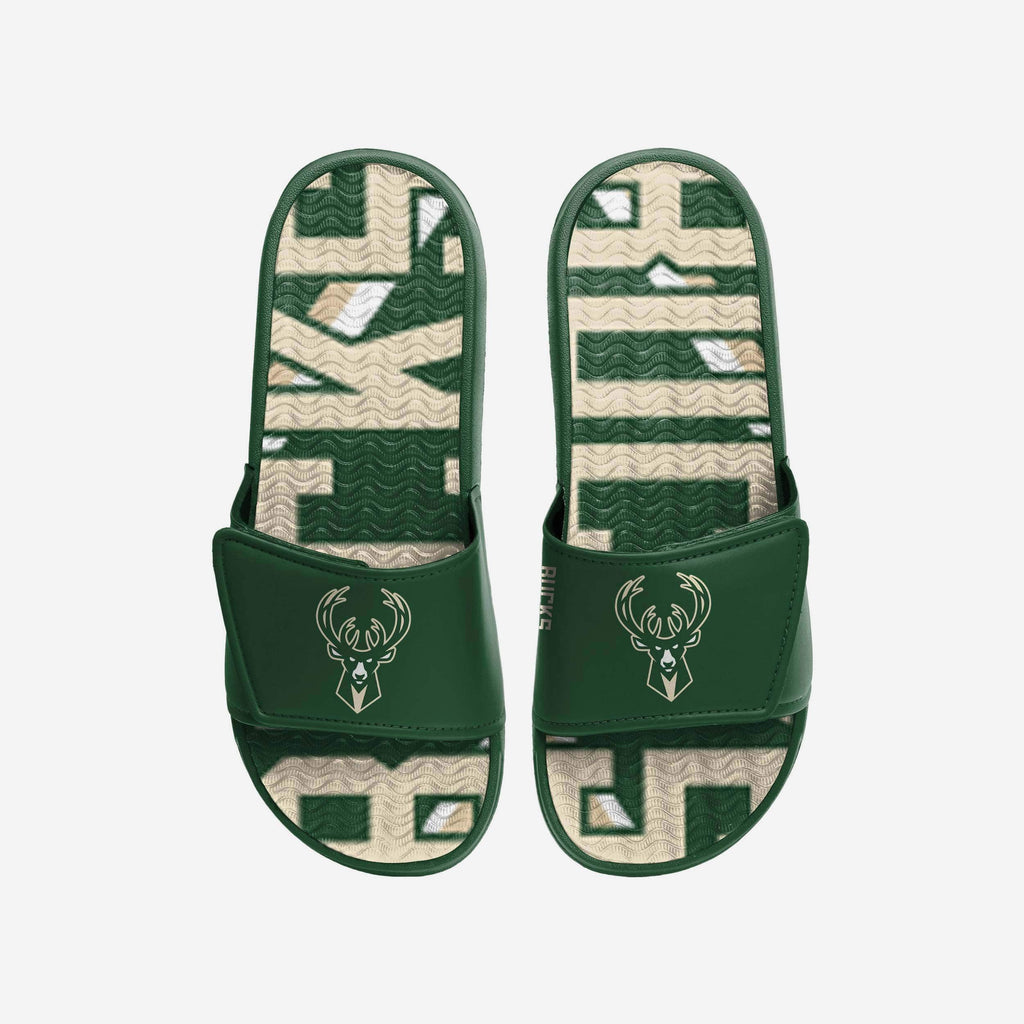 Milwaukee Bucks Bold Wordmark Gel Slide FOCO S - FOCO.com