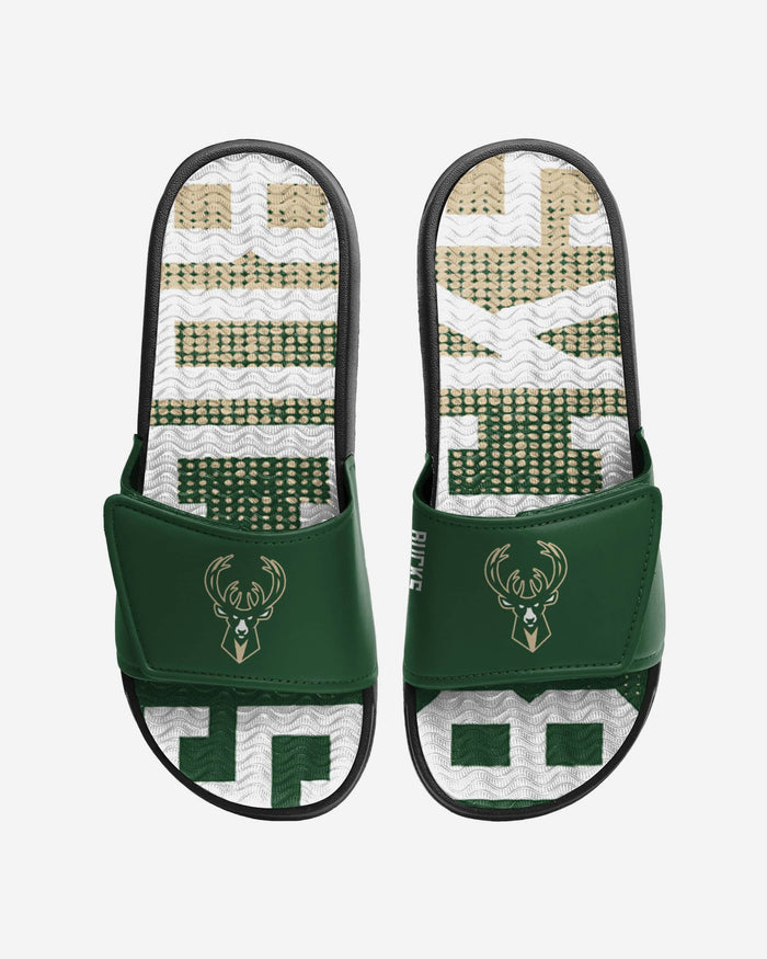 Milwaukee Bucks Gradient Wordmark Gel Slide FOCO S - FOCO.com