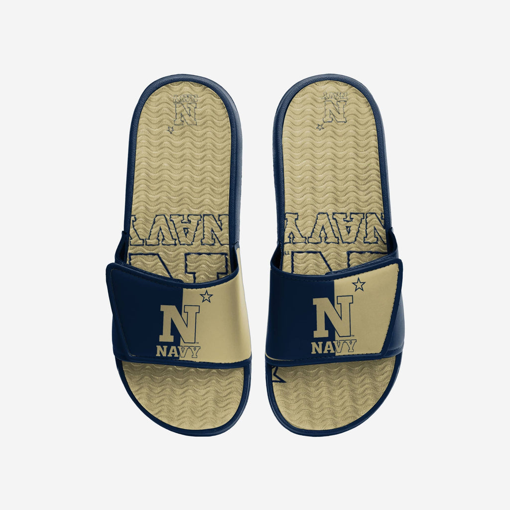 Navy Midshipmen Colorblock Big Logo Gel Slide FOCO S - FOCO.com