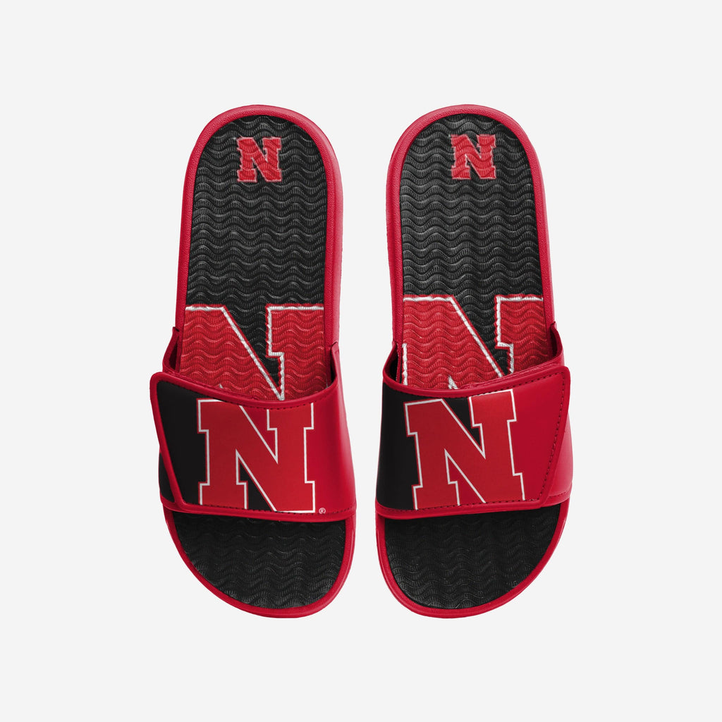 Nebraska Cornhuskers Colorblock Big Logo Gel Slide FOCO S - FOCO.com