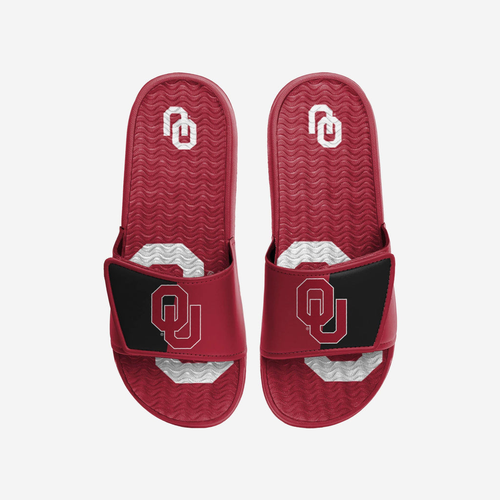 Oklahoma Sooners Colorblock Big Logo Gel Slide FOCO S - FOCO.com