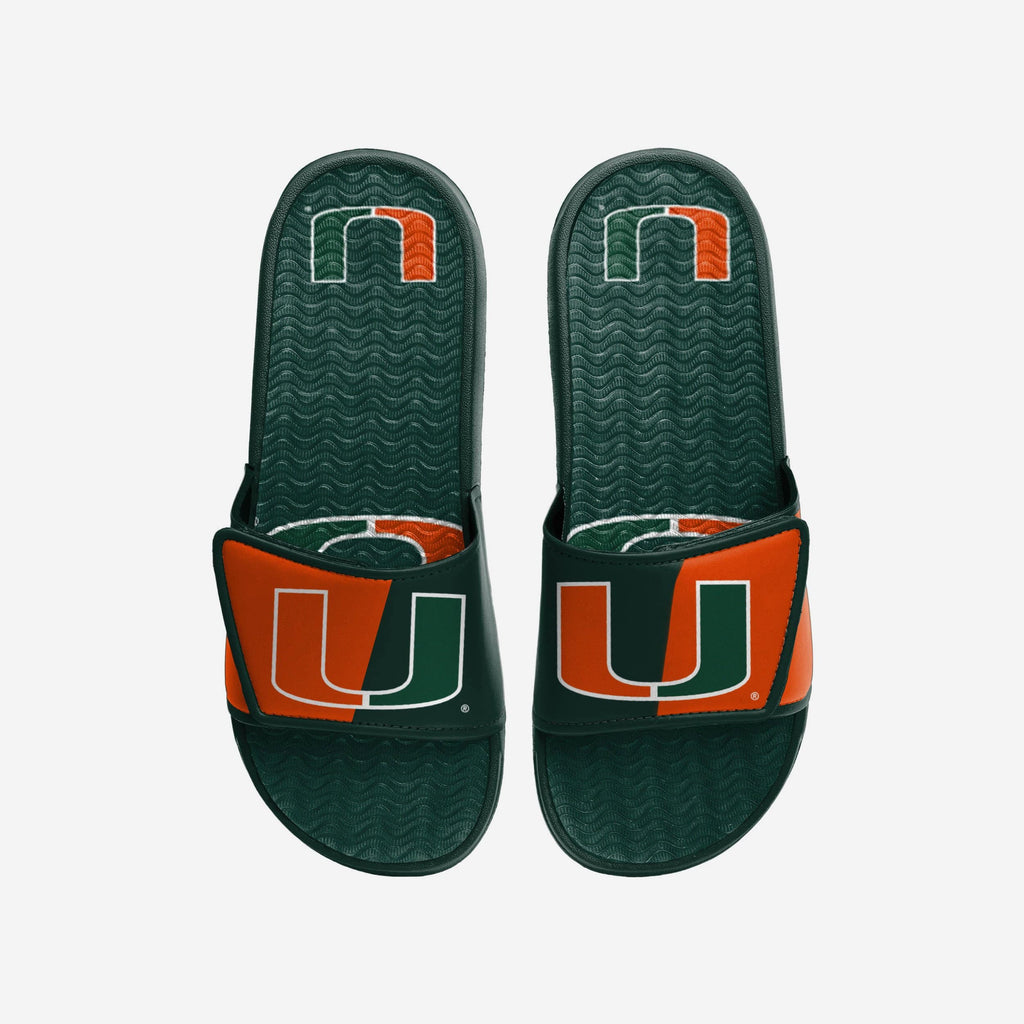 Miami Hurricanes Colorblock Big Logo Gel Slide FOCO S - FOCO.com