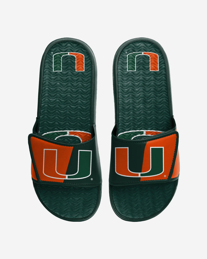 Miami Hurricanes Colorblock Big Logo Gel Slide FOCO S - FOCO.com