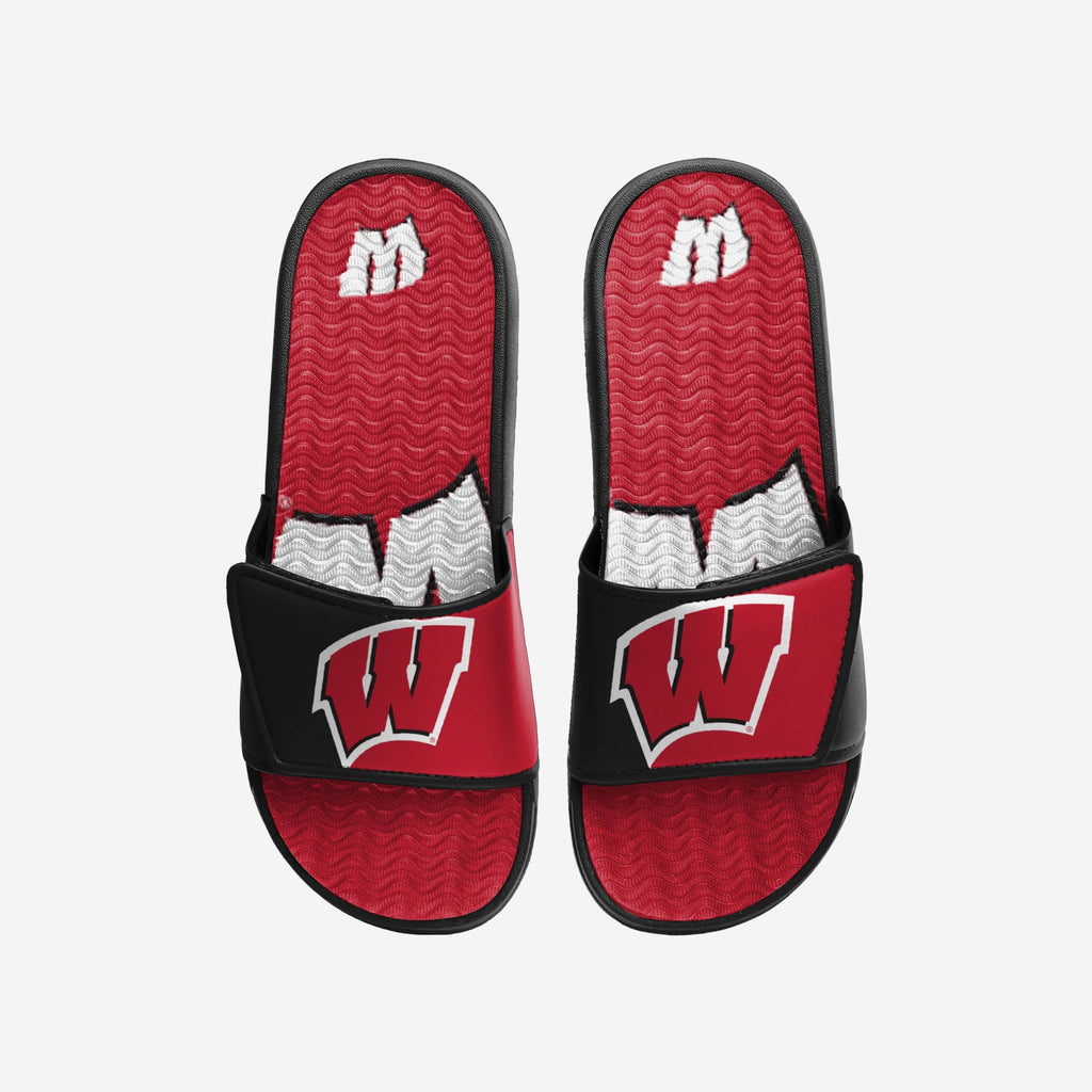 Wisconsin Badgers Colorblock Big Logo Gel Slide FOCO S - FOCO.com