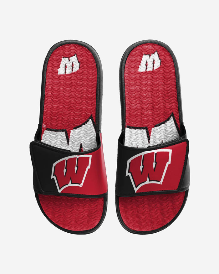 Wisconsin Badgers Colorblock Big Logo Gel Slide FOCO S - FOCO.com