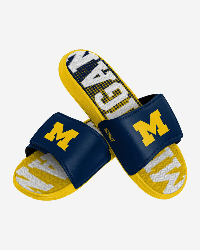 Michigan Wolverines Gradient Wordmark Gel Slide FOCO - FOCO.com