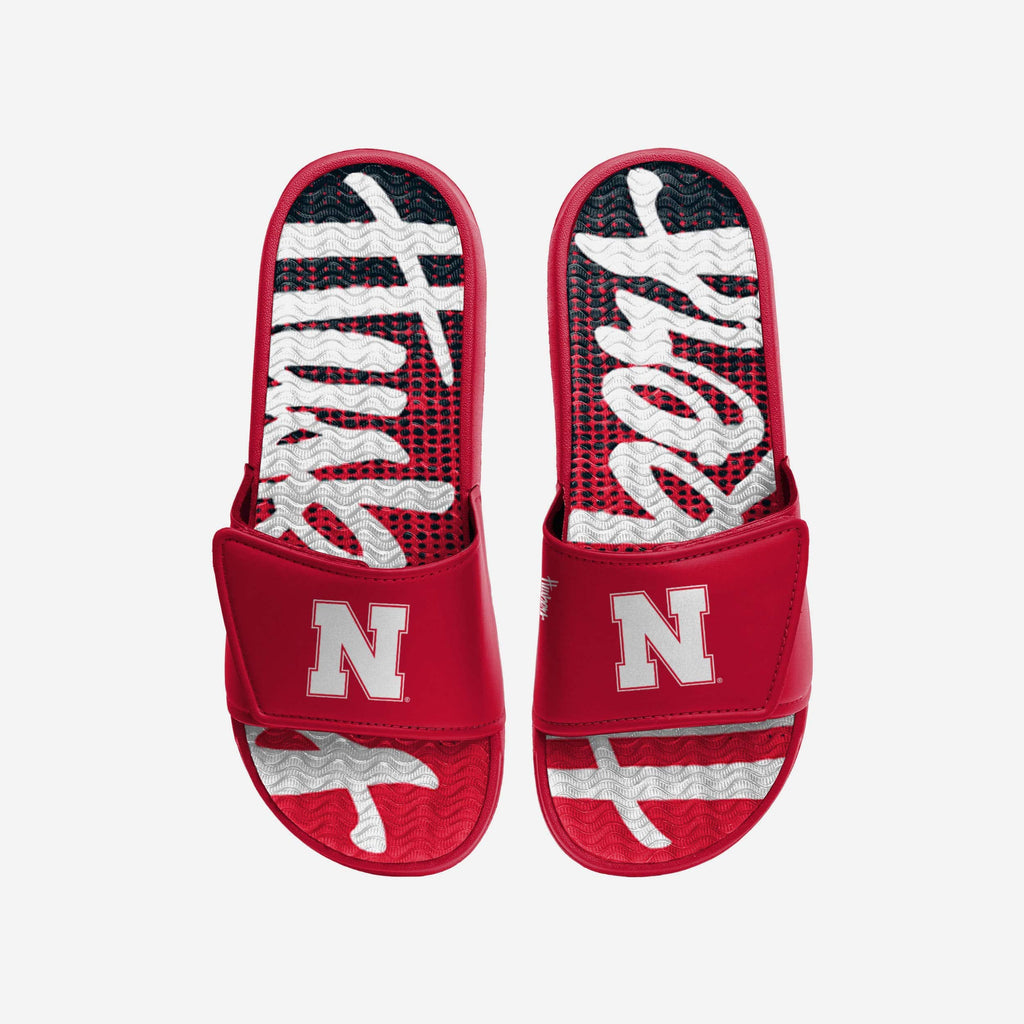 Nebraska Cornhuskers Gradient Wordmark Gel Slide FOCO S - FOCO.com