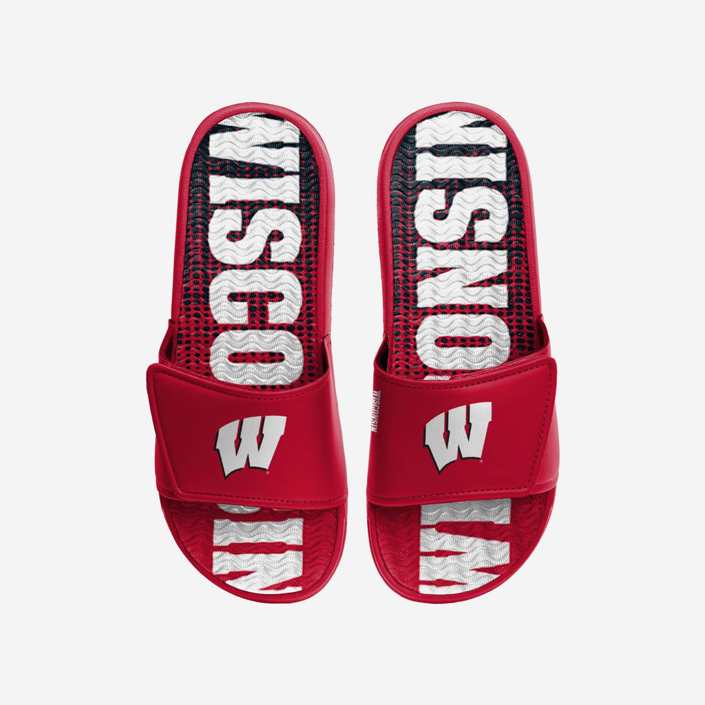 Wisconsin Badgers Gradient Wordmark Gel Slide FOCO S - FOCO.com