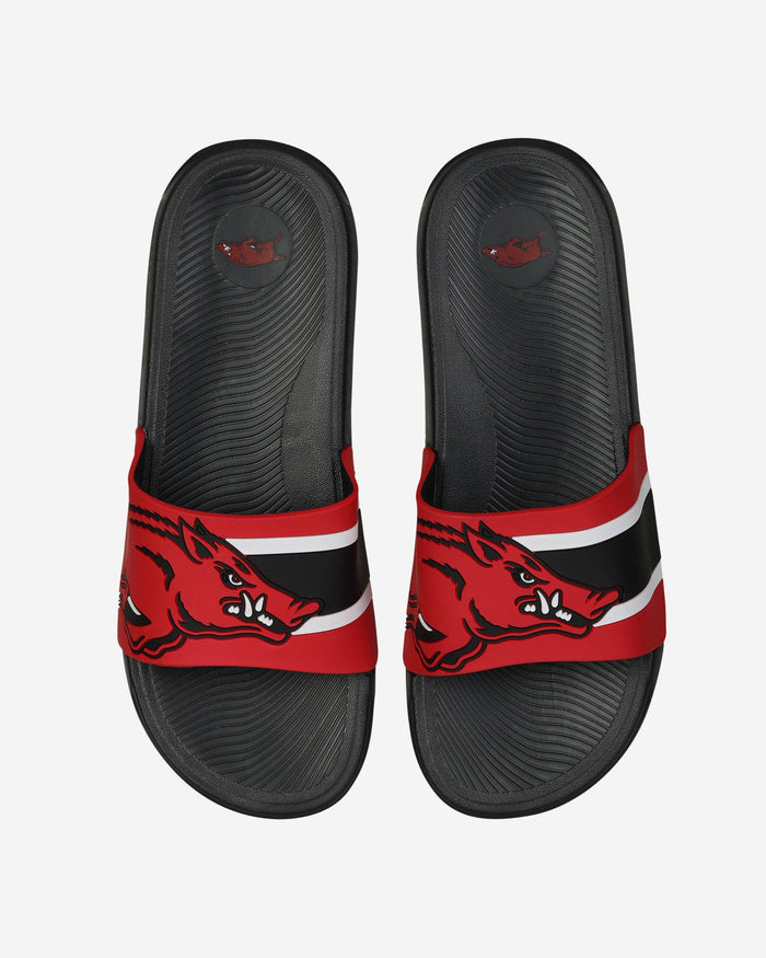 Arkansas Razorbacks Striped Big Logo Raised Slide FOCO S - FOCO.com