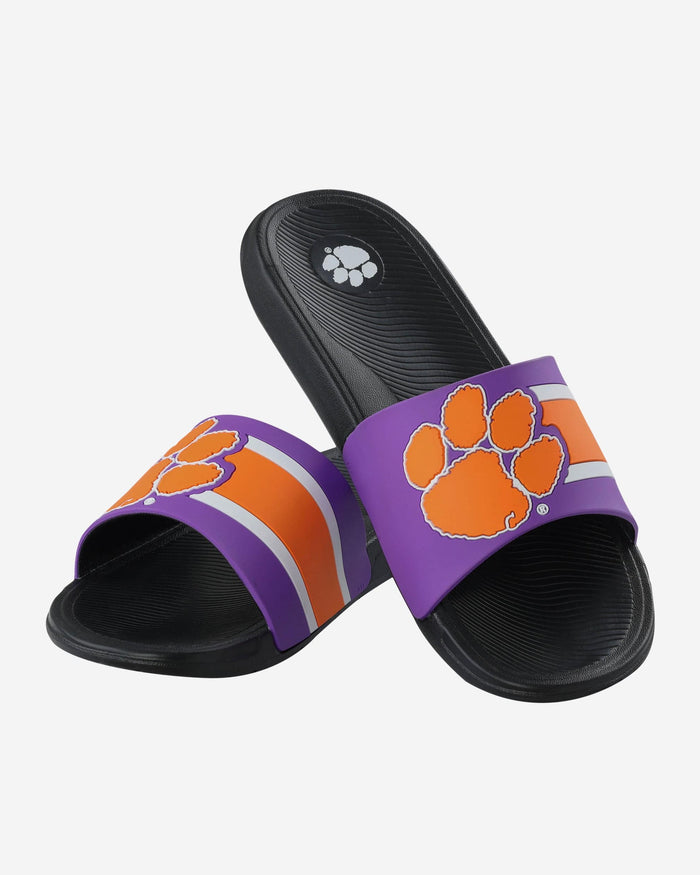 Clemson Tigers Striped Big Logo Raised Slide FOCO - FOCO.com