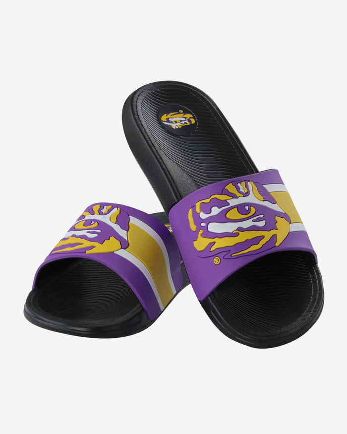 LSU Tigers Striped Big Logo Raised Slide FOCO - FOCO.com