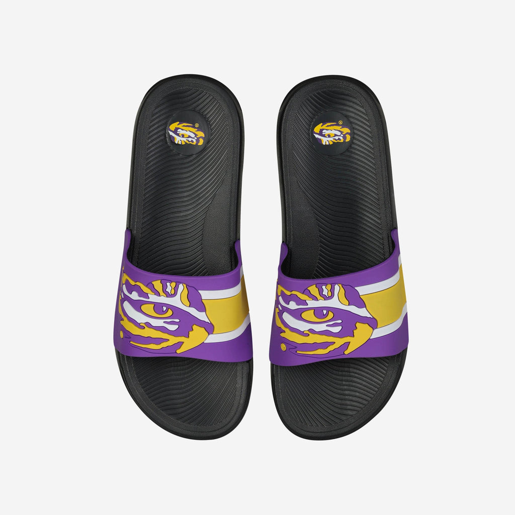 LSU Tigers Striped Big Logo Raised Slide FOCO S - FOCO.com