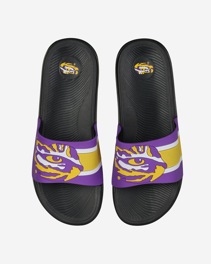 LSU Tigers Striped Big Logo Raised Slide FOCO S - FOCO.com