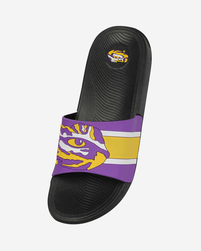 LSU Tigers Striped Big Logo Raised Slide FOCO - FOCO.com