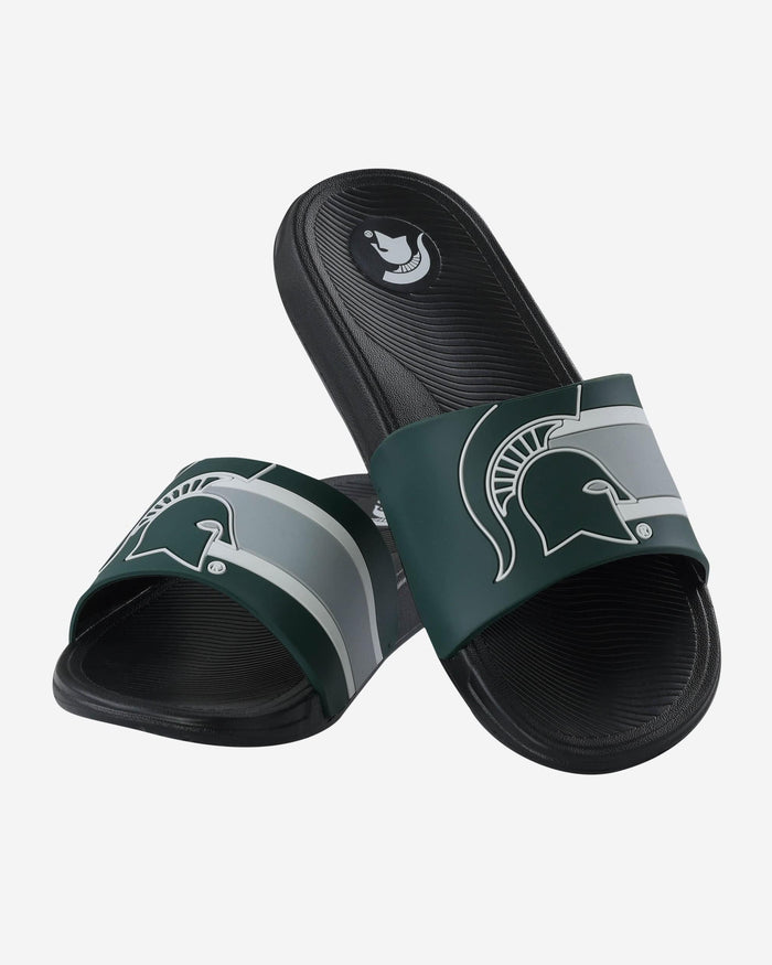 Michigan State Spartans Striped Big Logo Raised Slide FOCO - FOCO.com