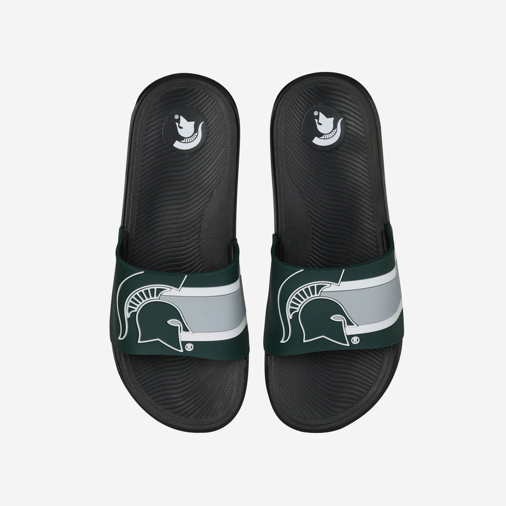 Michigan State Spartans Striped Big Logo Raised Slide FOCO S - FOCO.com