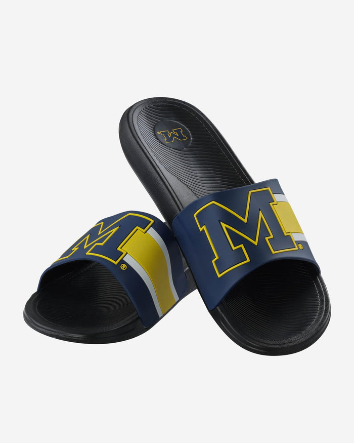 Michigan Wolverines Striped Big Logo Raised Slide FOCO - FOCO.com