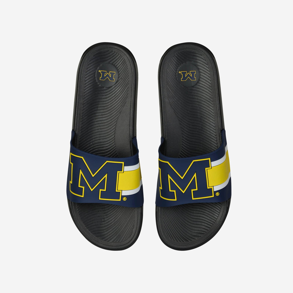 Michigan Wolverines Striped Big Logo Raised Slide FOCO S - FOCO.com