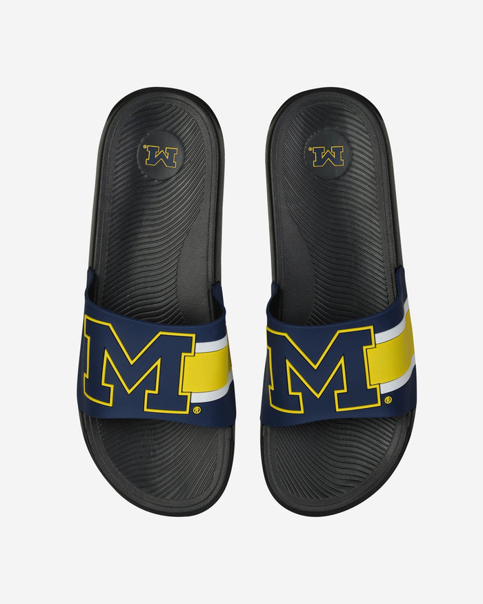 Michigan Wolverines Striped Big Logo Raised Slide FOCO S - FOCO.com