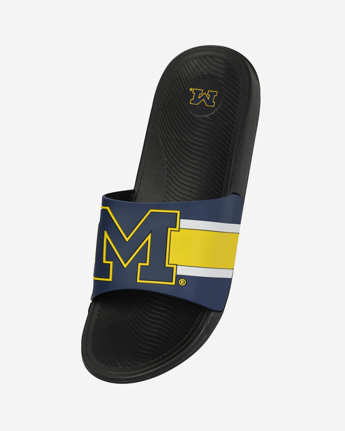 Michigan Wolverines Striped Big Logo Raised Slide FOCO - FOCO.com