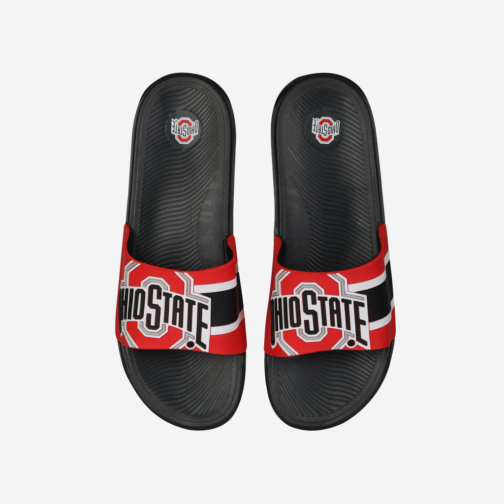 Ohio State Buckeyes Striped Big Logo Raised Slide FOCO S - FOCO.com