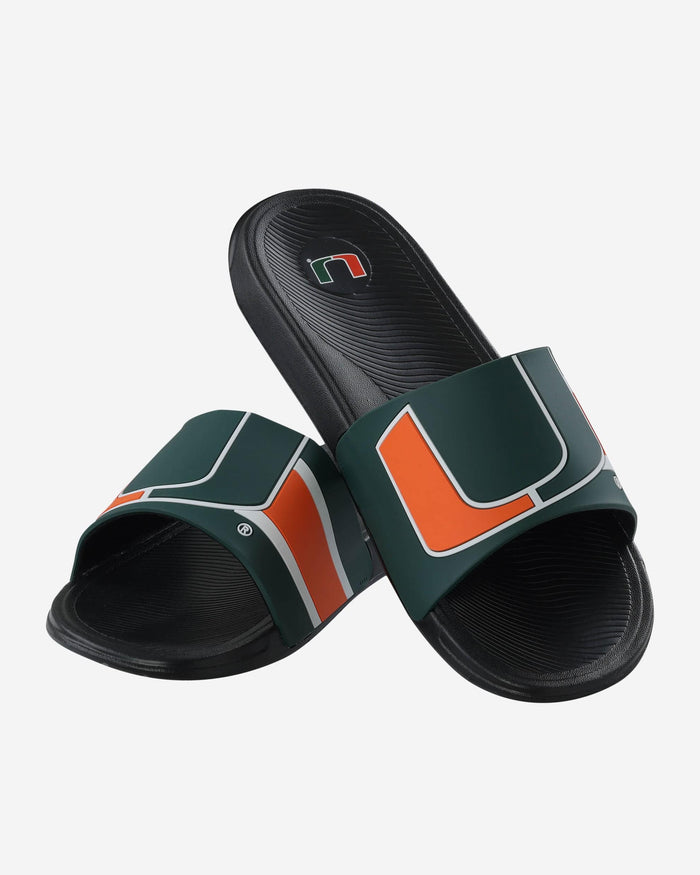 Miami Hurricanes Striped Big Logo Raised Slide FOCO - FOCO.com