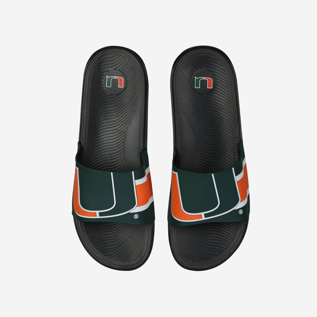 Miami Hurricanes Striped Big Logo Raised Slide FOCO S - FOCO.com