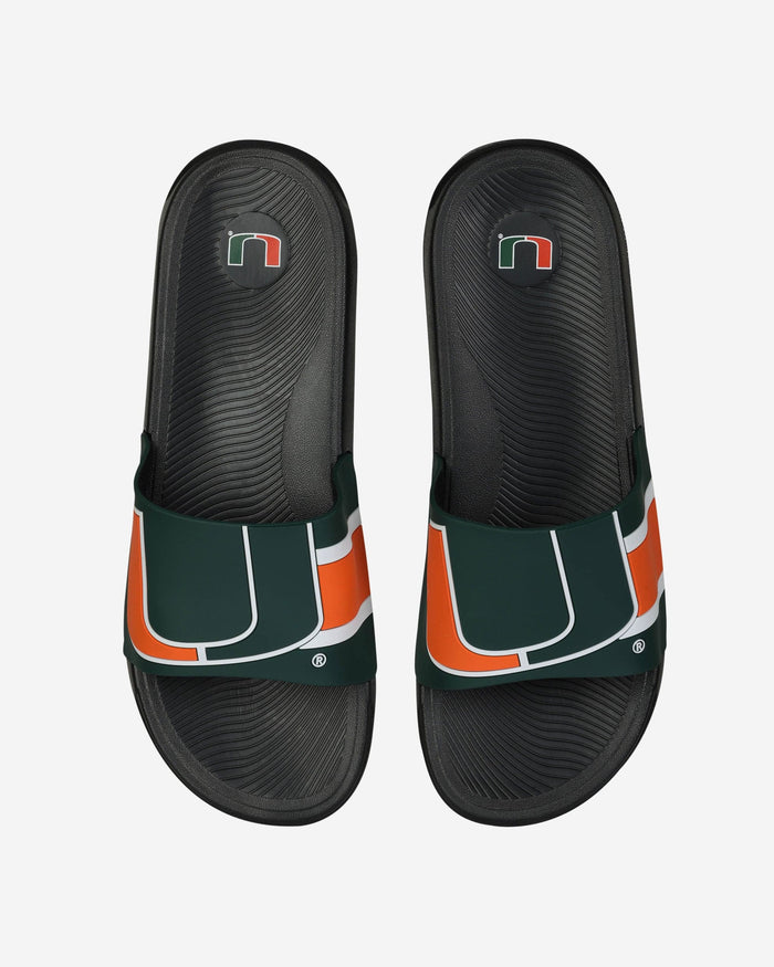 Miami Hurricanes Striped Big Logo Raised Slide FOCO S - FOCO.com