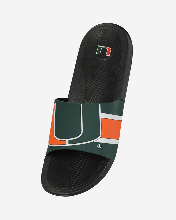 Miami Hurricanes Striped Big Logo Raised Slide FOCO - FOCO.com