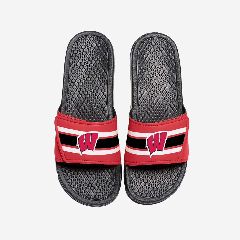 Wisconsin Badgers Stripe Legacy Sport Slide FOCO S - FOCO.com