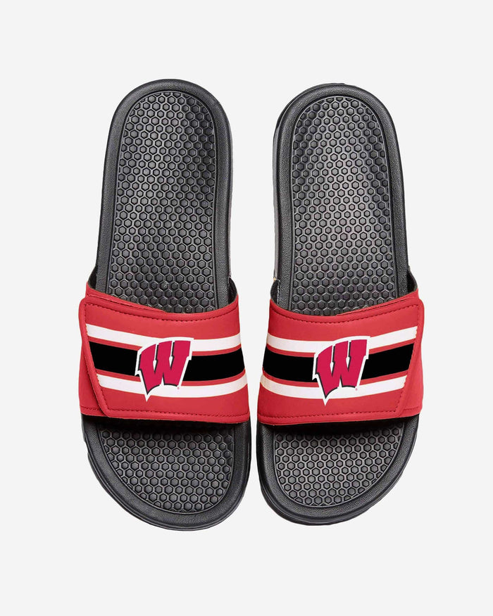 Wisconsin Badgers Stripe Legacy Sport Slide FOCO S - FOCO.com