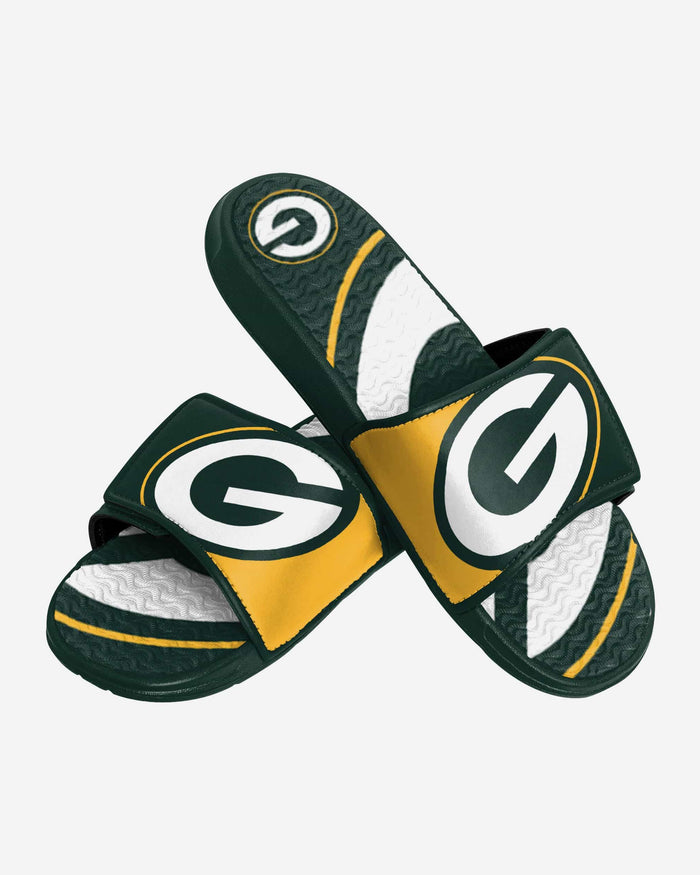 Green Bay Packers Colorblock Big Logo Gel Slide FOCO - FOCO.com