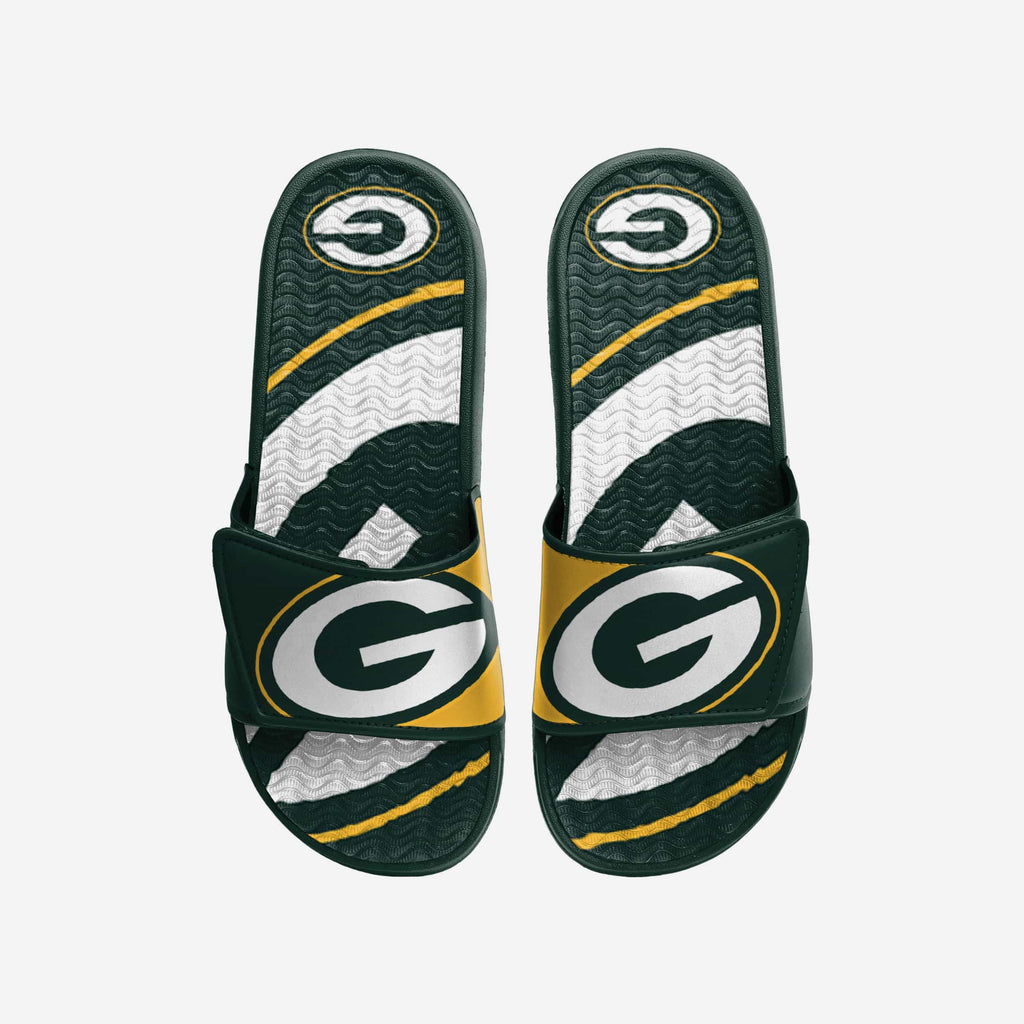 Green Bay Packers Colorblock Big Logo Gel Slide FOCO S - FOCO.com