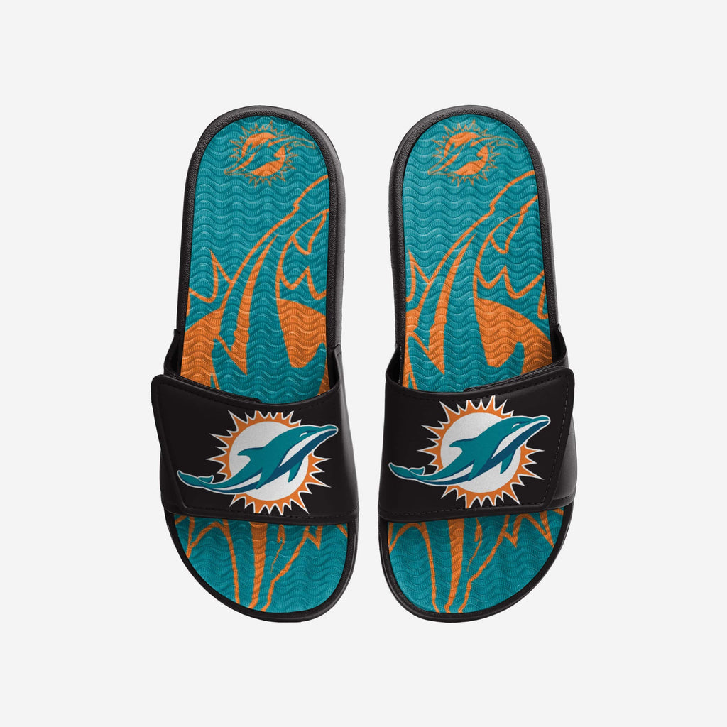 Miami Dolphins Colorblock Big Logo Gel Slide FOCO S - FOCO.com