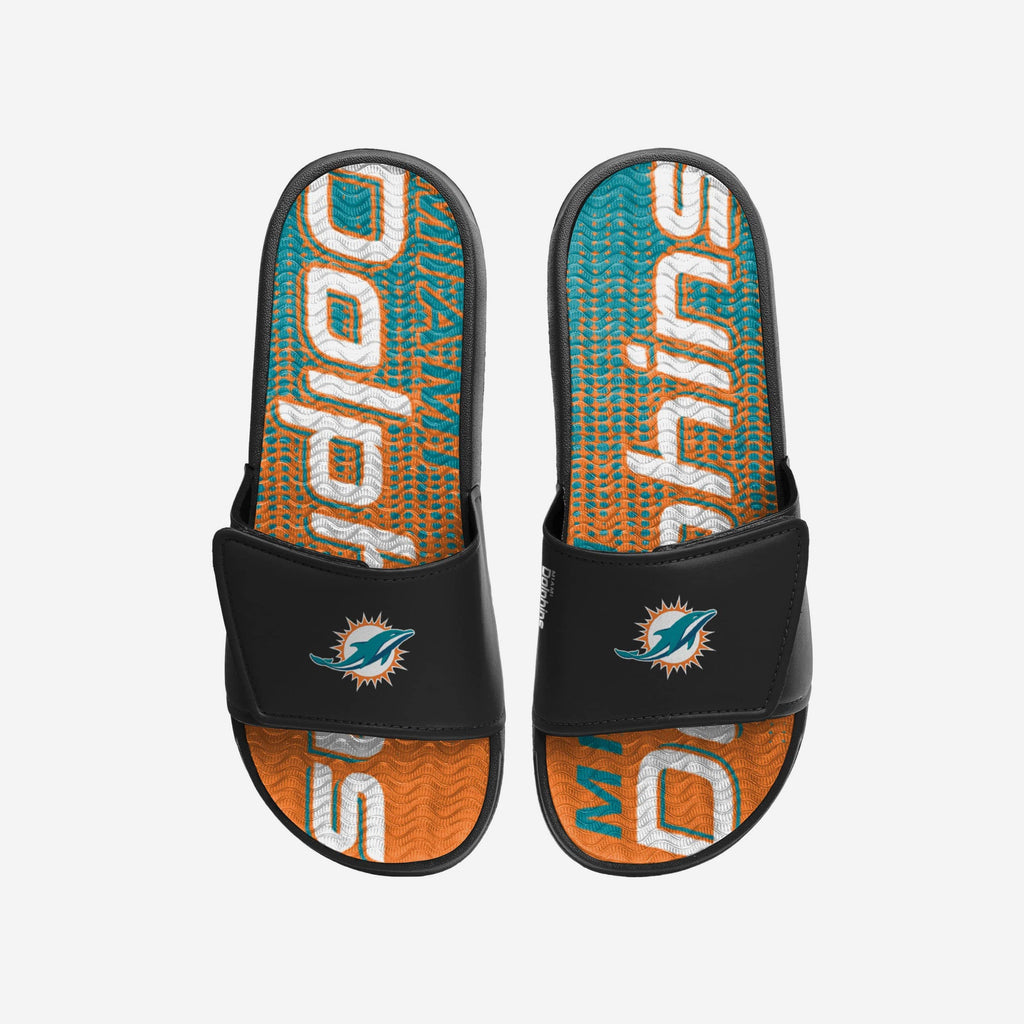 Miami Dolphins Gradient Wordmark Gel Slide FOCO S - FOCO.com