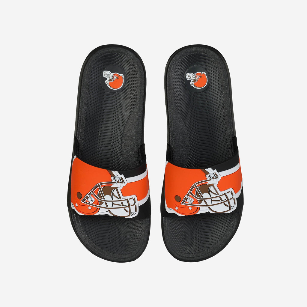 Cleveland Browns Striped Big Logo Raised Slide FOCO S - FOCO.com