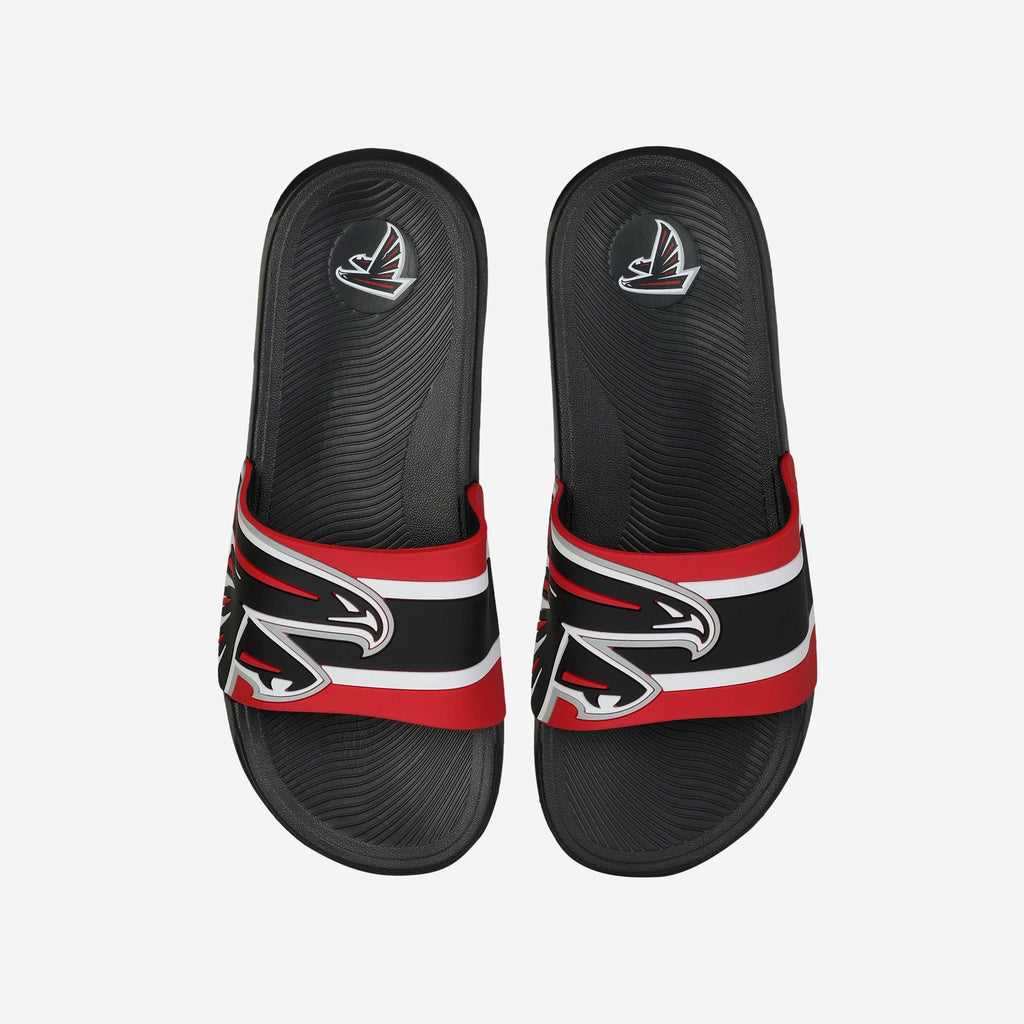 Atlanta Falcons Striped Big Logo Raised Slide FOCO S - FOCO.com