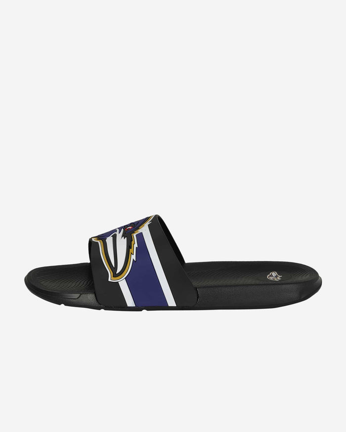 Baltimore Ravens Striped Big Logo Raised Slide FOCO - FOCO.com