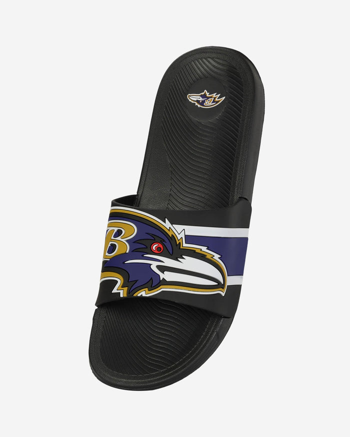 Baltimore Ravens Striped Big Logo Raised Slide FOCO - FOCO.com