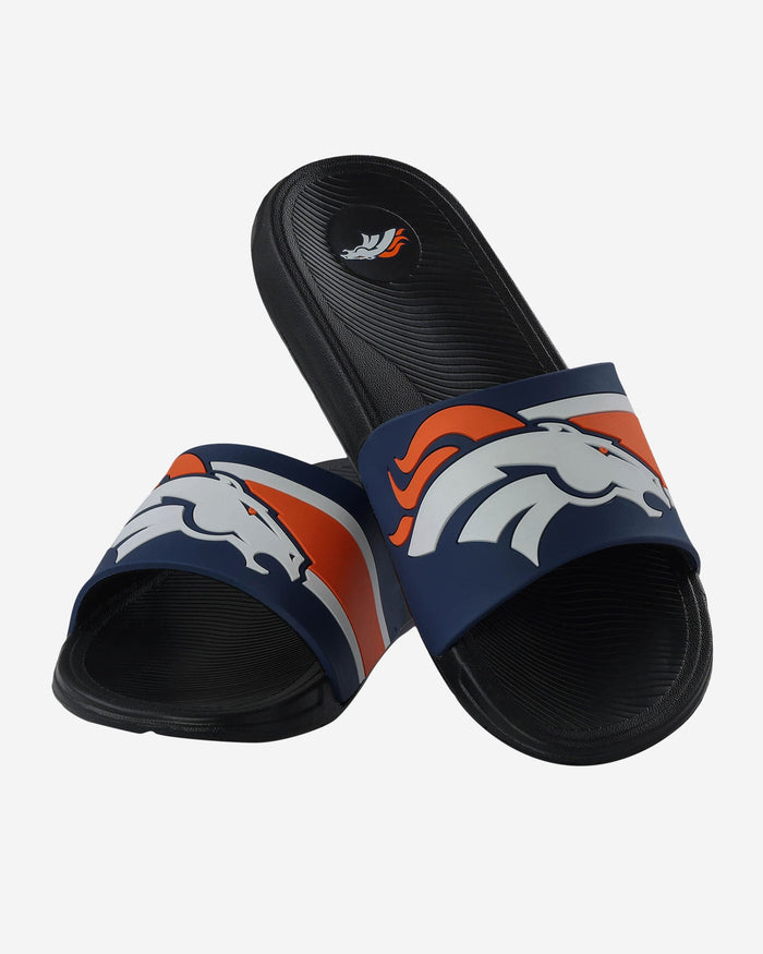 Denver Broncos Striped Big Logo Raised Slide FOCO - FOCO.com