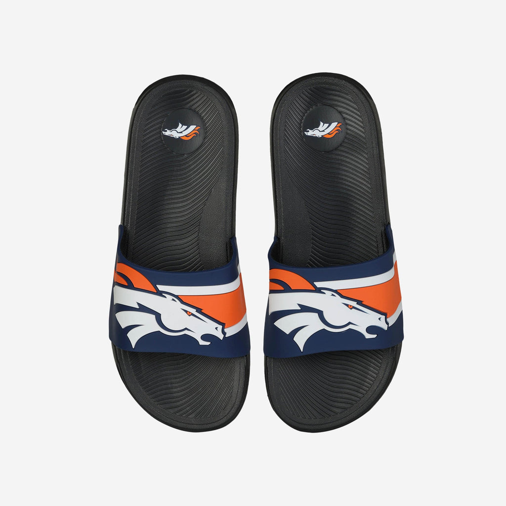 Denver Broncos Striped Big Logo Raised Slide FOCO S - FOCO.com