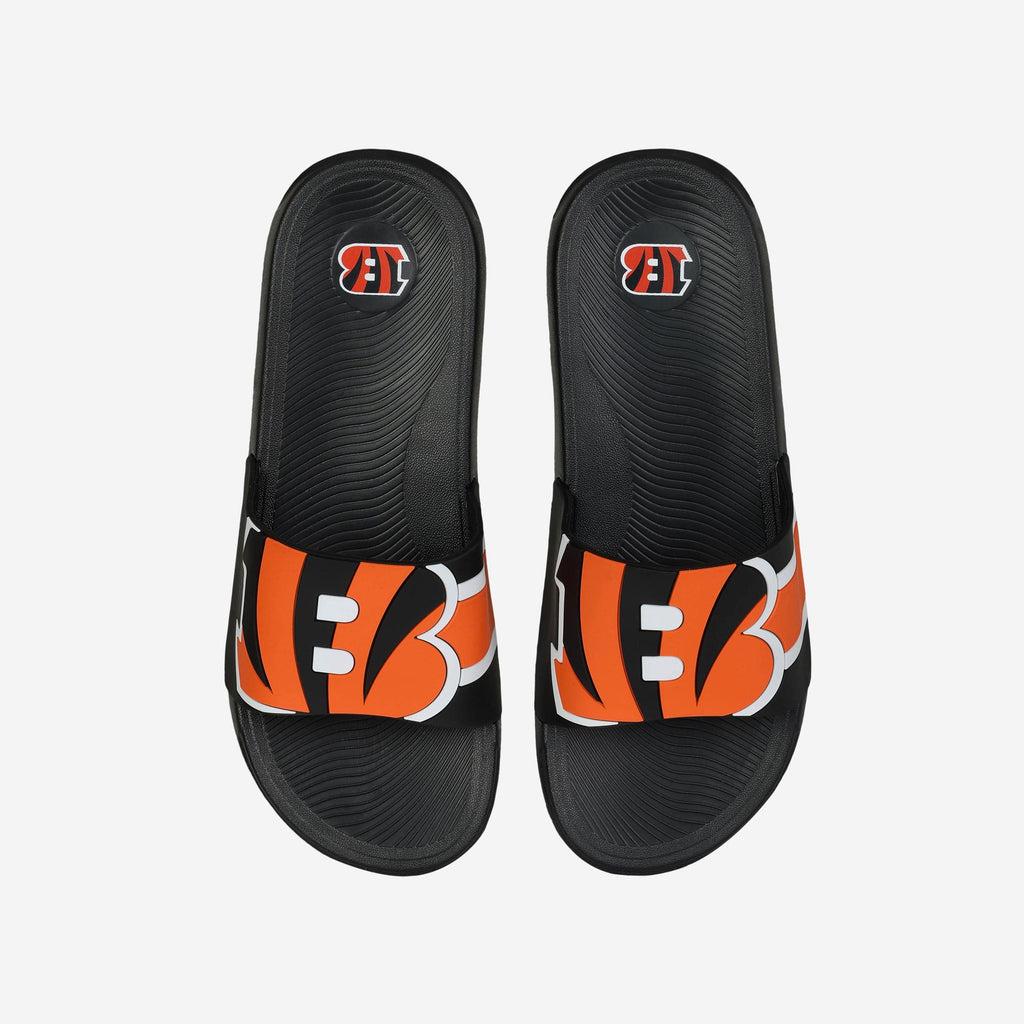 Cincinnati Bengals Striped Big Logo Raised Slide FOCO S - FOCO.com