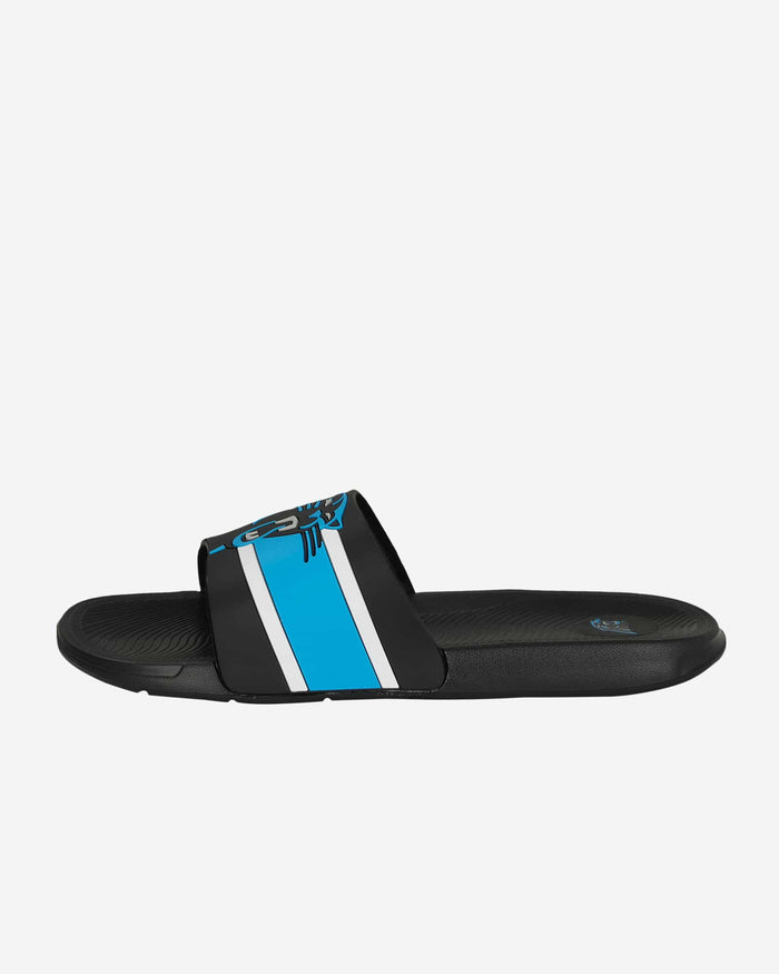 Carolina Panthers Striped Big Logo Raised Slide FOCO - FOCO.com