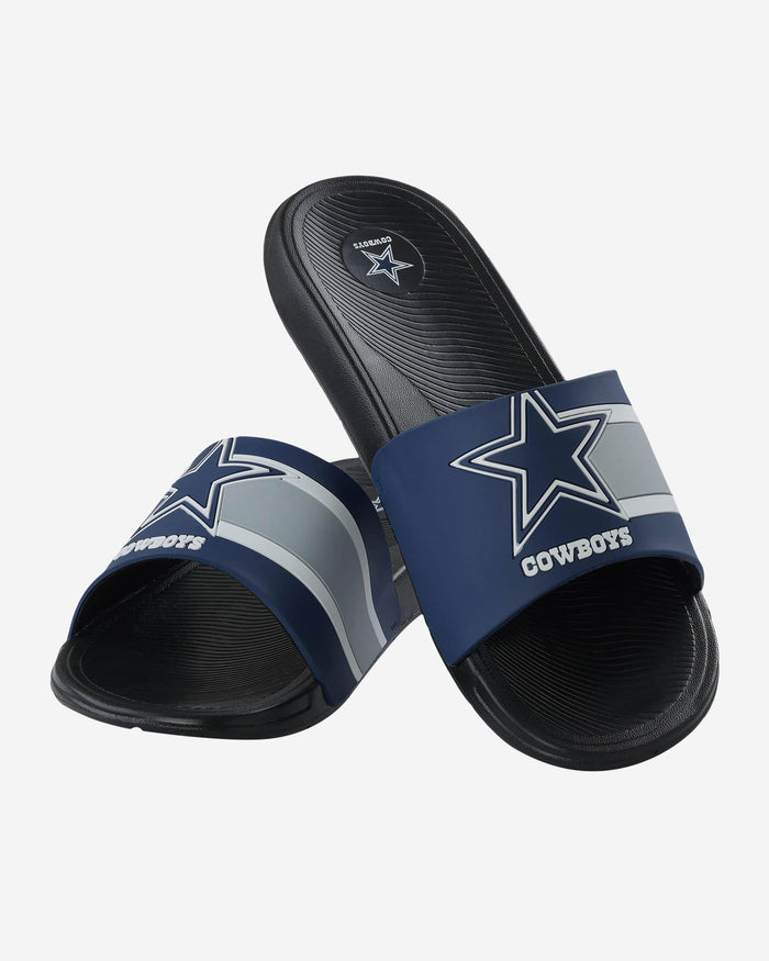 Dallas Cowboys Striped Big Logo Raised Slide FOCO - FOCO.com