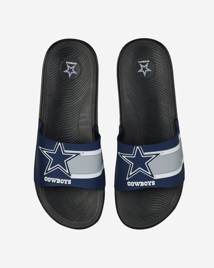 Dallas Cowboys Striped Big Logo Raised Slide FOCO - FOCO.com