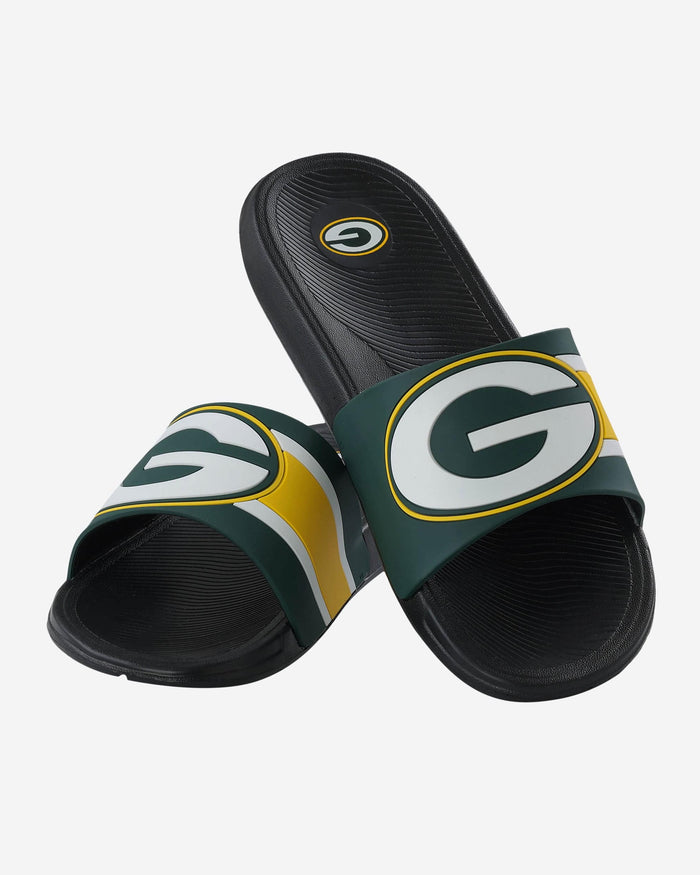 Green Bay Packers Striped Big Logo Raised Slide FOCO - FOCO.com