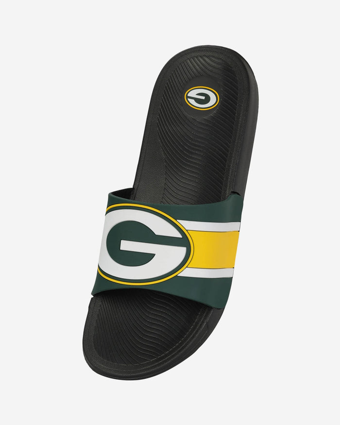 Green Bay Packers Striped Big Logo Raised Slide FOCO - FOCO.com