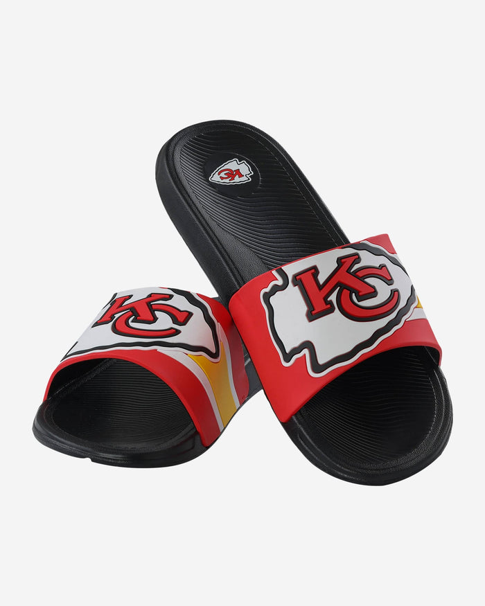 Kansas City Chiefs Striped Big Logo Raised Slide FOCO - FOCO.com