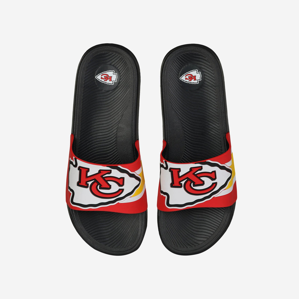 Kansas City Chiefs Striped Big Logo Raised Slide FOCO S - FOCO.com