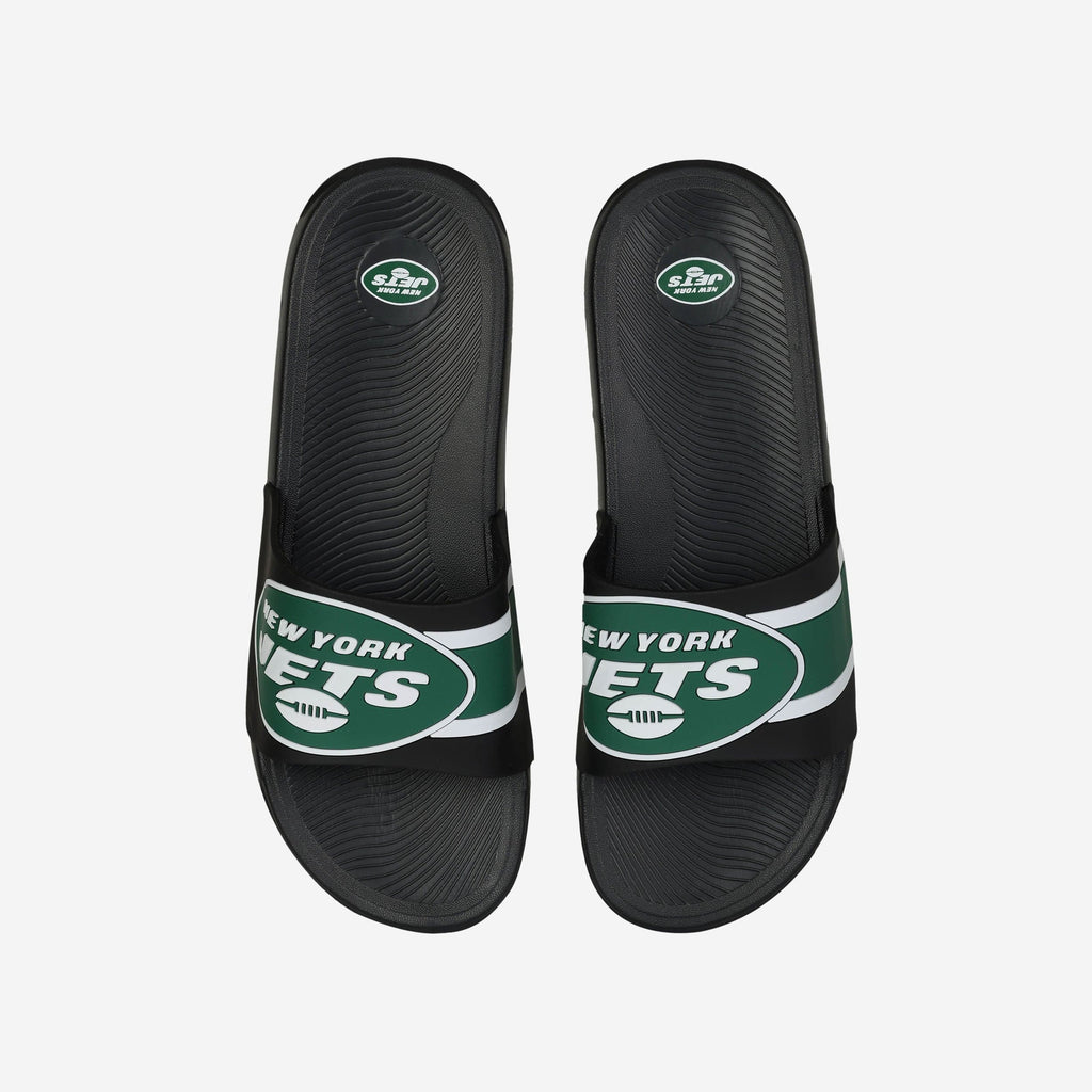 New York Jets Striped Big Logo Raised Slide FOCO S - FOCO.com